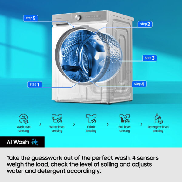 Samsung Series 5 WD90DG5B15BEEU 9/6kg Washer Dryer, D Rated in White