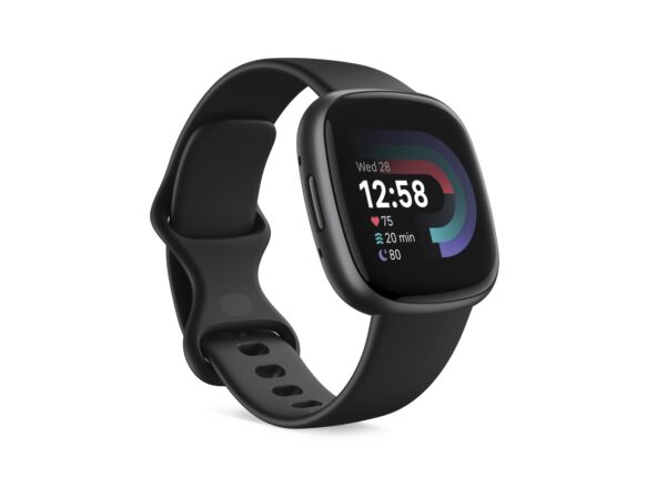 Fitbit Versa 4 Smartwatch 40.5mm Bluetooth Black/Graphite Aluminium – Built-in GPS, 6+ Day Battery