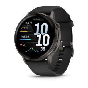 Garmin Venu 4 GPS Smartwatch 45mm Bluetooth Slate with Black Band – 1.4" AMOLED, ECG, LED Flashlight
