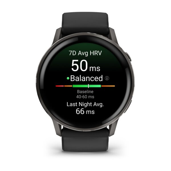 Garmin Venu 4 GPS Smartwatch 45mm Bluetooth Slate with Black Band – 1.4" AMOLED, ECG, LED Flashlight