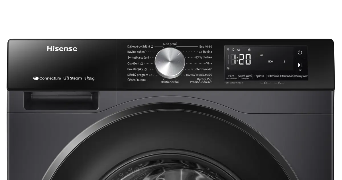 Hisense 3S Series WD3S8043BB3 8kg/5kg 1400 Spin Washer Dryer, Wi-Fi, Steam – Black