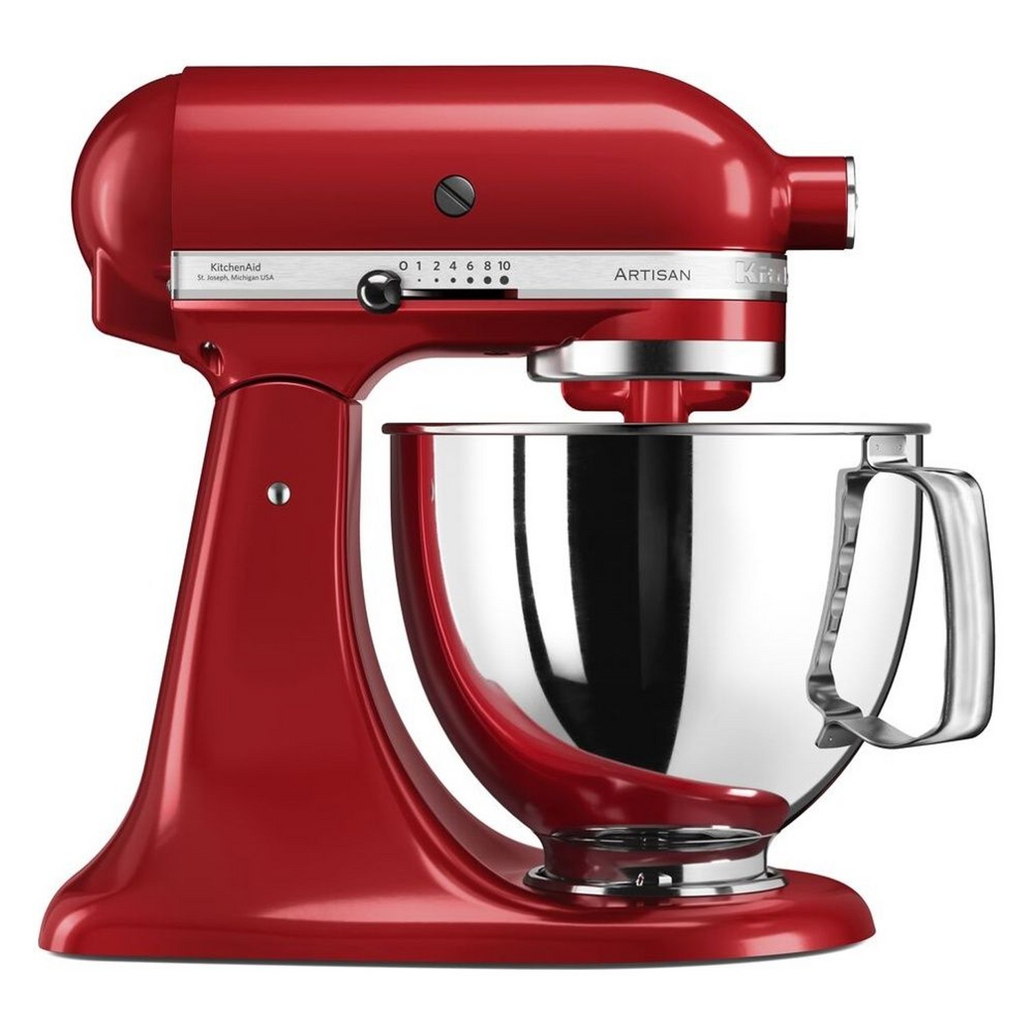 KitchenAid Artisan 5KSM125BER Tilt-Head Stand Mixer, 4.7L Bowl, 300W, 10 Speeds, Empire Red