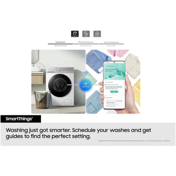 Samsung Series 8 WW11DB8B95GHU1 Bespoke AI Energy 11kg 1400 Spin Smart Washing Machine White