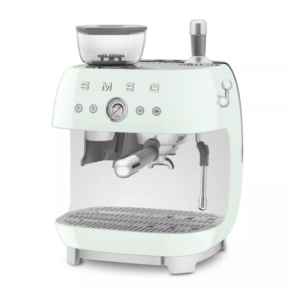 Smeg EGF03PGUK Retro Espresso Coffee Machine with Grinder in Pastel Green
