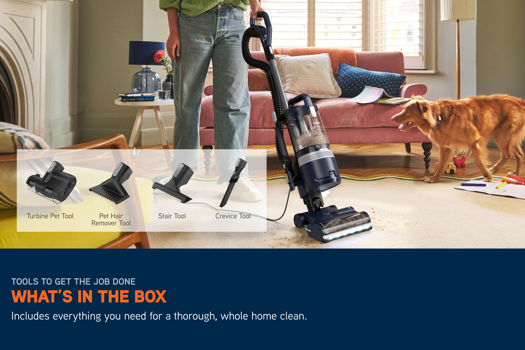 Vax LiftOut Multi Pet-Design Corded Upright Vacuum Cleaner CDUP-LOPA, 2L Bin, Lift-Out Canister, Pet Tools